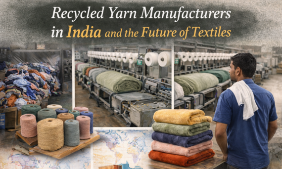 Indian textile factory showing recycled yarn, blankets, and production line