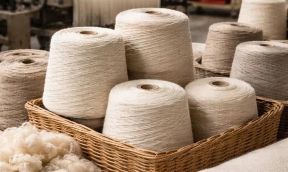 Textile factory using wool yarn for blanket and fabric production process