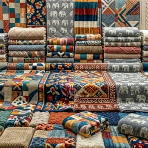 High-quality export blankets showing detailed cultural motifs.