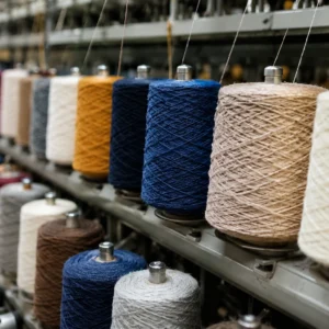Industrial yarn production setup with quality threads