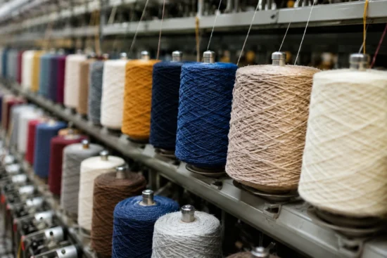 Industrial yarn production setup with quality threads