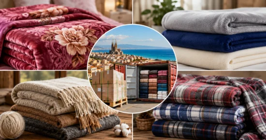 Mink, fleece, wool and flannel blankets for Spain wholesale market