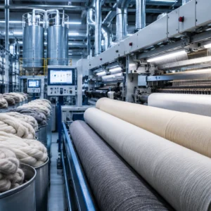 Modern textile mill showcasing premium wool processing by Indian wool suppliers for commercial textiles.