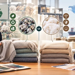 Business buyers evaluating recycled and virgin cashmere textiles from suppliers